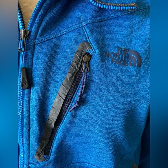 EUC North Face Blue Full Zip 3 zip pockets Raglan sleeve Size Medium - Picture 2 of 11